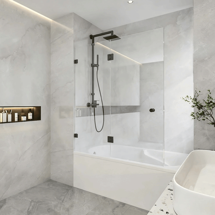 850/1000mm 10mm Glass Covey Frameless Double Hinged Pivot Door Bathtub Shower Screens - 1500mm Height