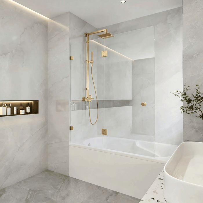 850/1000mm 10mm Glass Covey Frameless Double Hinged Pivot Door Bathtub Shower Screens - 1500mm Height