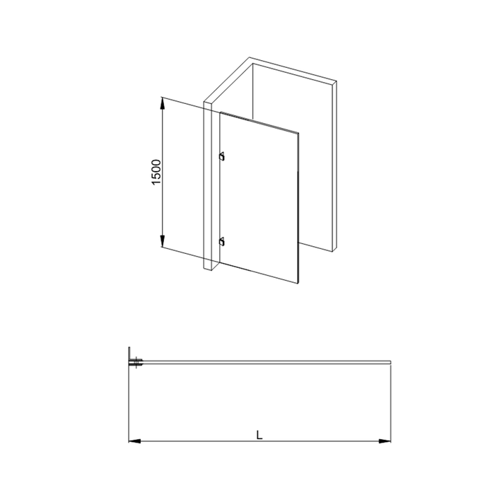 750/900mm 10mm Glass Covey Frameless Fixed Bathtub Curved Corner Shower Screens - 1500mm Height
