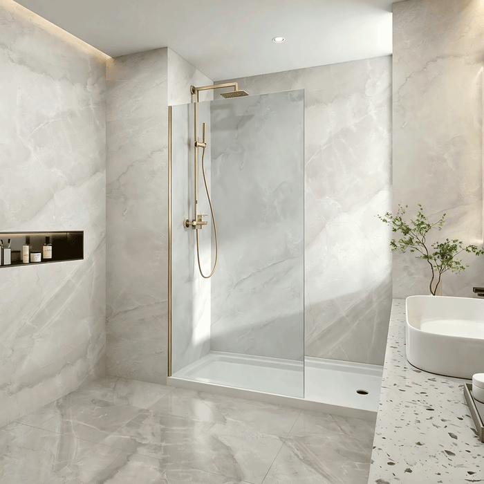 300-1200mm 10mm Glass Covey Frameless Walk-in Single Panel With U Channel Shower Screens - 2000mm Height