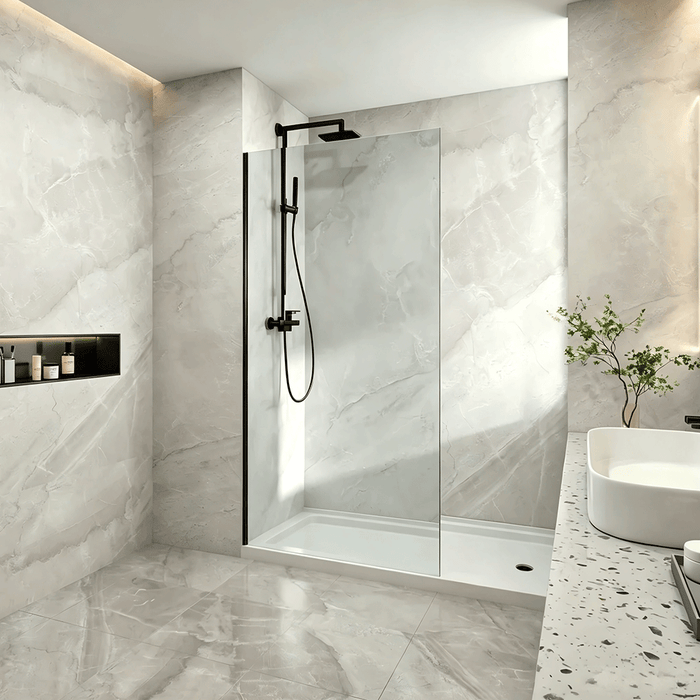300-1200mm 10mm Glass Covey Frameless Walk-in Single Panel With U Channel Shower Screens - 2000mm Height