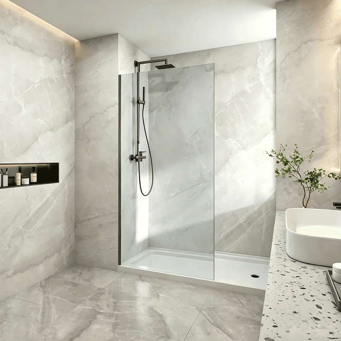300-1200mm 10mm Glass Covey Frameless Walk-in Single Panel With U Channel Shower Screens - 2000mm Height