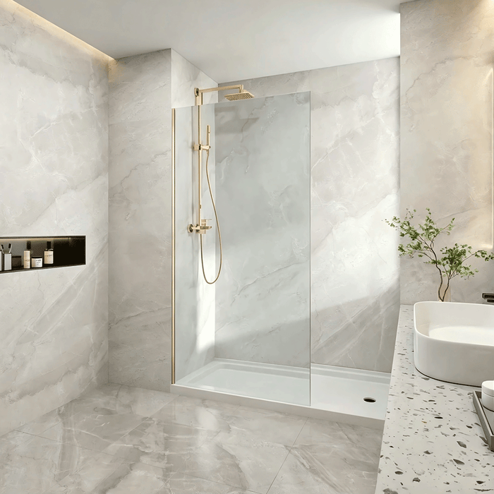 300-1200mm 10mm Glass Covey Frameless Walk-in Single Panel With U Channel Shower Screens - 2000mm Height