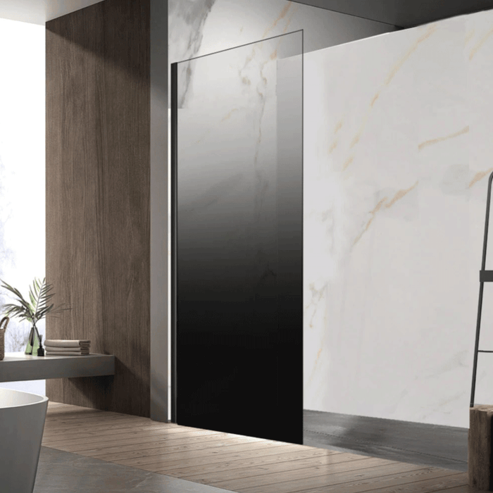 900-1200mm 10mm Dark Glass Covey Frameless Walk-in Single Panel With Black U Channel Shower Screens - 2000mm Height