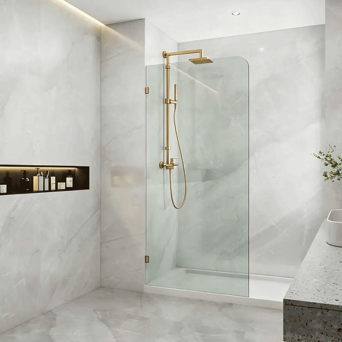800-1200mm 10mm Glass Covey Frameless Walk-in Corner Curved Single Panel Shower Screens - 2100mm Height