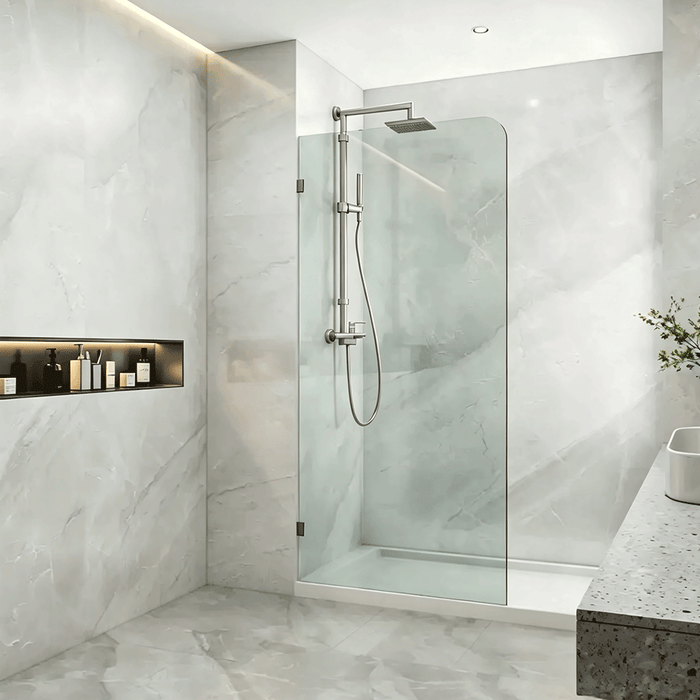 800-1200mm 10mm Glass Covey Frameless Walk-in Corner Curved Single Panel Shower Screens - 2100mm Height