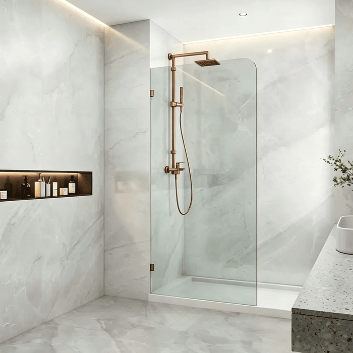 800-1200mm 10mm Glass Covey Frameless Walk-in Corner Curved Single Panel Shower Screens - 2100mm Height