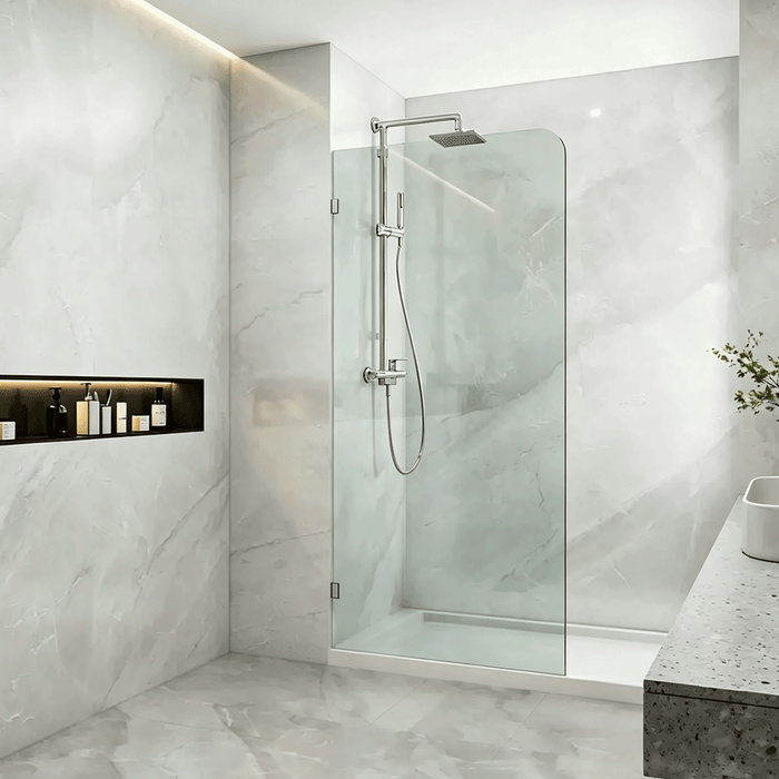 800-1200mm 10mm Glass Covey Frameless Walk-in Corner Curved Single Panel Shower Screens - 2100mm Height