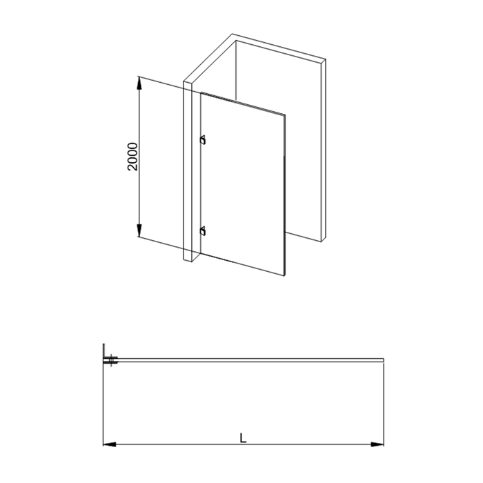 800-1200mm 10mm Fluted Glass Covey Frameless Walk-in Single Panel Shower Screens - 2000mm Height