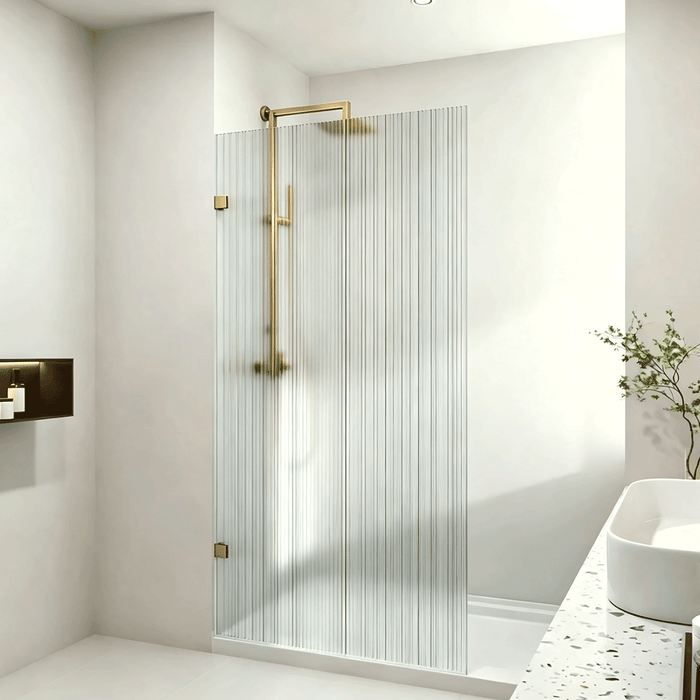 800-1200mm 10mm Fluted Glass Covey Frameless Walk-in Single Panel Shower Screens - 2000mm Height