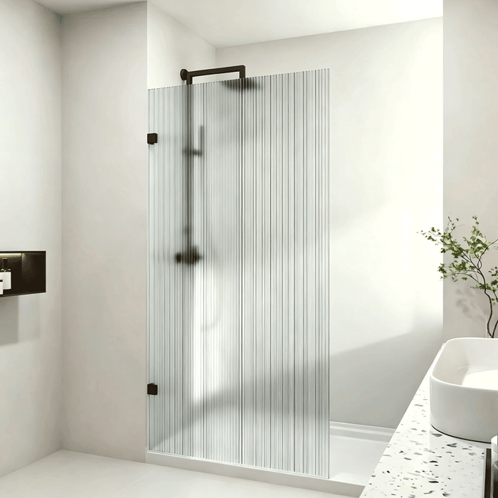 800-1200mm 10mm Fluted Glass Covey Frameless Walk-in Single Panel Shower Screens - 2000mm Height