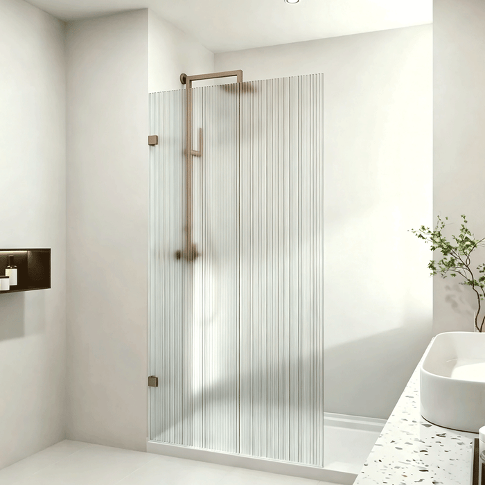 800-1200mm 10mm Fluted Glass Covey Frameless Walk-in Single Panel Shower Screens - 2000mm Height