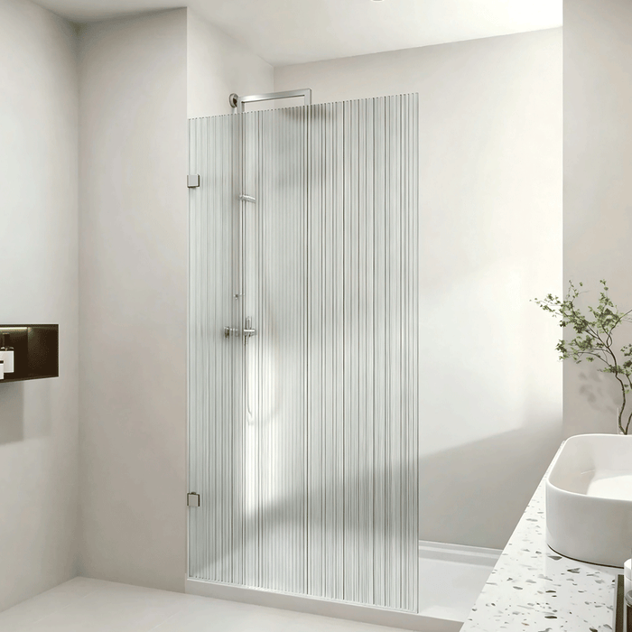 800-1200mm 10mm Fluted Glass Covey Frameless Walk-in Single Panel Shower Screens - 2000mm Height