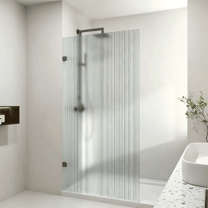 800-1200mm 10mm Fluted Glass Covey Frameless Walk-in Single Panel Shower Screens - 2000mm Height