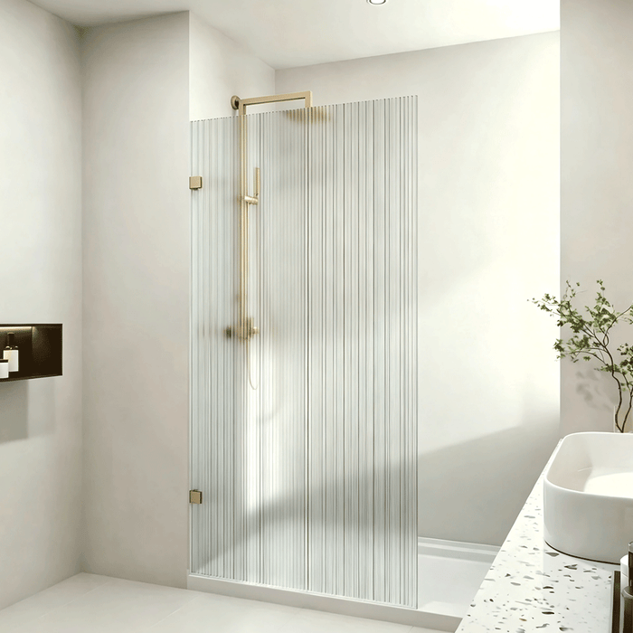 800-1200mm 10mm Fluted Glass Covey Frameless Walk-in Single Panel Shower Screens - 2000mm Height