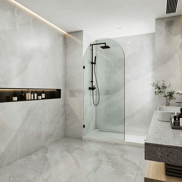 700-1000mm 10mm Glass Covey Frameless Arch Top Walk-in Single Panel Shower Screen - 2200mm Height