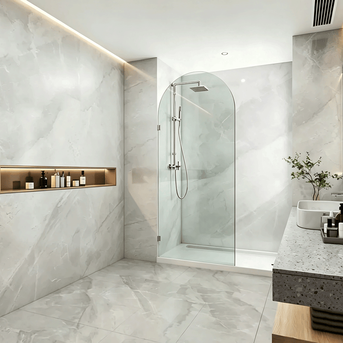 700-1000mm 10mm Glass Covey Frameless Arch Top Walk-in Single Panel Shower Screen - 2200mm Height