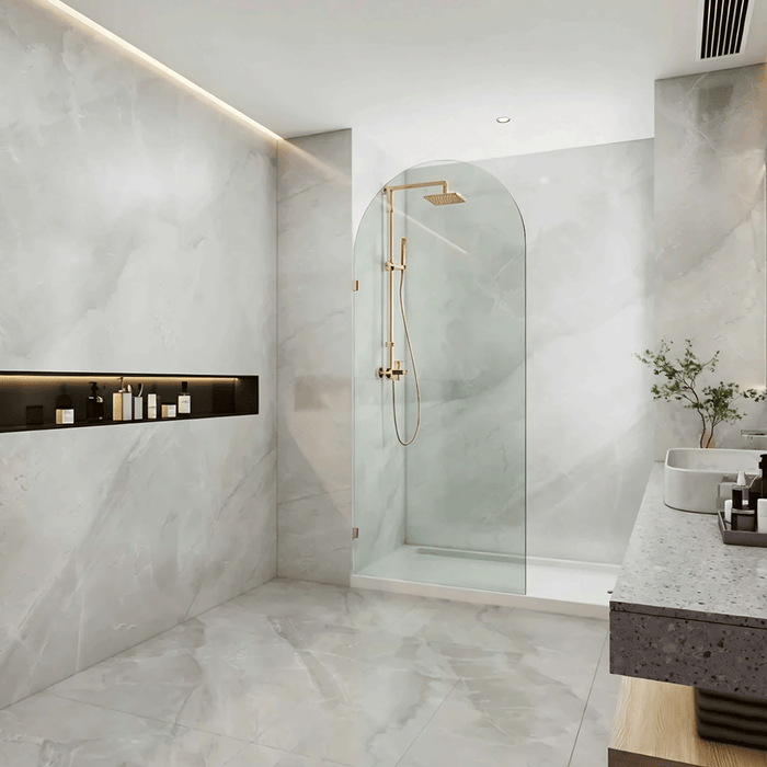 700-1000mm 10mm Glass Covey Frameless Arch Top Walk-in Single Panel Shower Screen - 2200mm Height