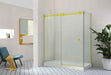 870-1180x2000mm Sliding L Shape Frameless Light Gold 10mm Glass Embedded Circle Handle Shower Screen