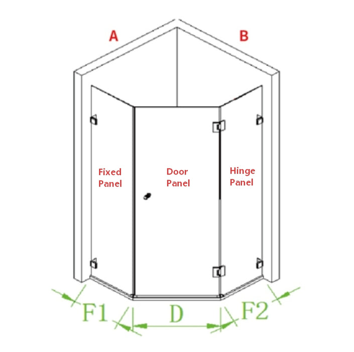 800-1200*2000mm 10mm Thickness Covey Diamond Frameless Pivot Door Gun Metal Fitting Shower Screens