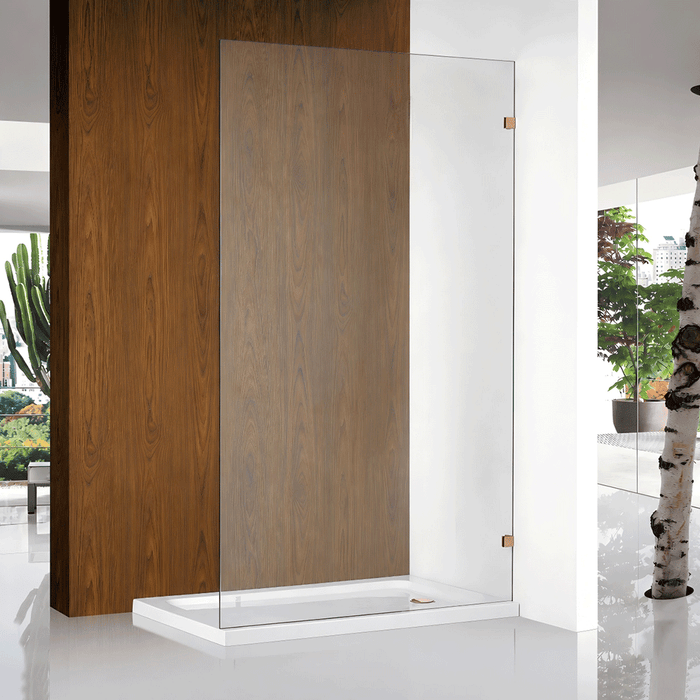 300-1200mm 10mm Glass Covey Frameless Walk In Single Panel Brushed Bronze Brackets Shower Screens - 2000mm Height
