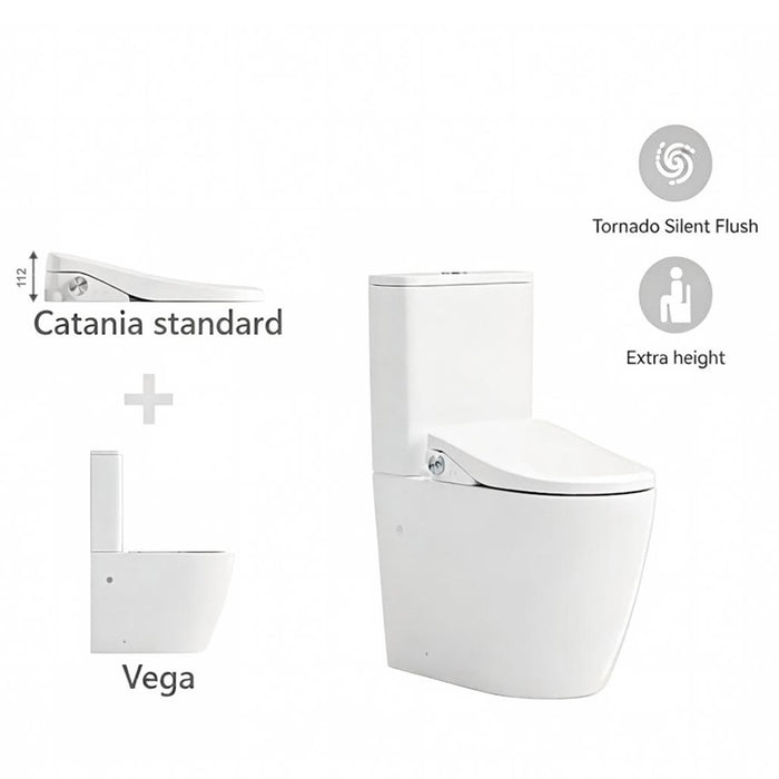 655*375*870mm Lafeme Thea/Catania Vega Rimless Tornado Back To Wall Smart Toilet Suite With Extra Height