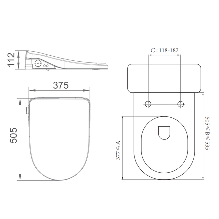 680*390*840mm Lafeme Catania Standard-Luna Rimless Back To Wall Smart Toilet Suite With Heated Seat