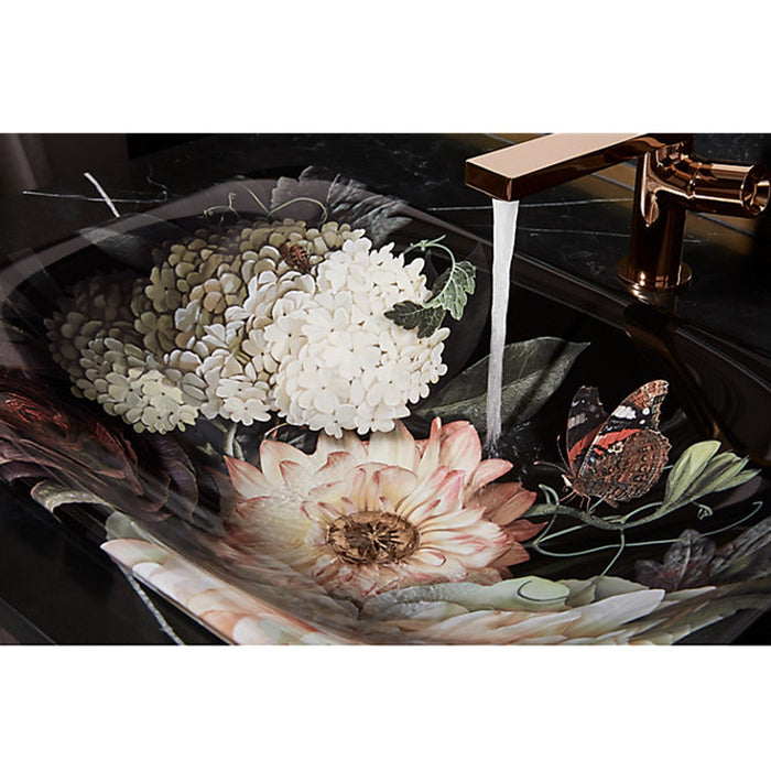 536*370mm KOHLER Dutchmaster Carillon Rectangle Blush Floral/Midnight Floral Above Counter Basin