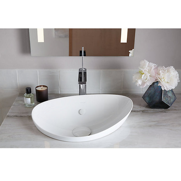 529-980*406*219mm Kohler Veil Gloss White Ceramic Oval Vessel With Overflow Semi Insert Basins