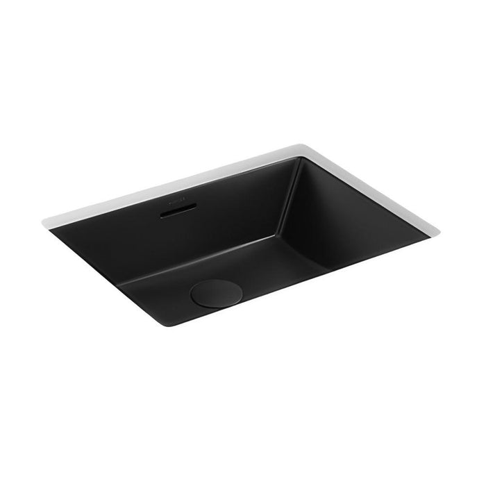 482*352*184mm Kohler Brazn Kohler White/Honed Black Ceramic Rectangle With Overflow Under-Mount Basins