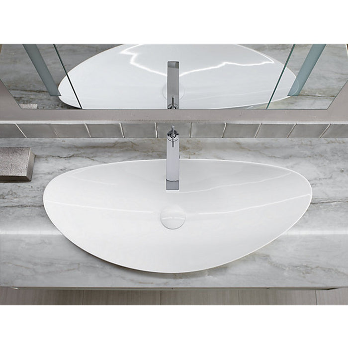 529-980*406*219mm Kohler Veil Gloss White Ceramic Oval Vessel With Overflow Semi Insert Basins