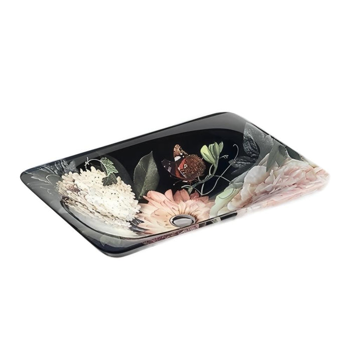 536*370mm KOHLER Dutchmaster Carillon Rectangle Blush Floral/Midnight Floral Above Counter Basin