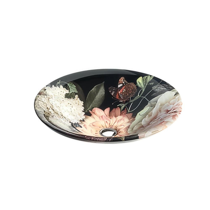 449*449mm KOHLER Dutchmaster Carillon Round Blush Floral/Midnight Floral Above Counter Basin