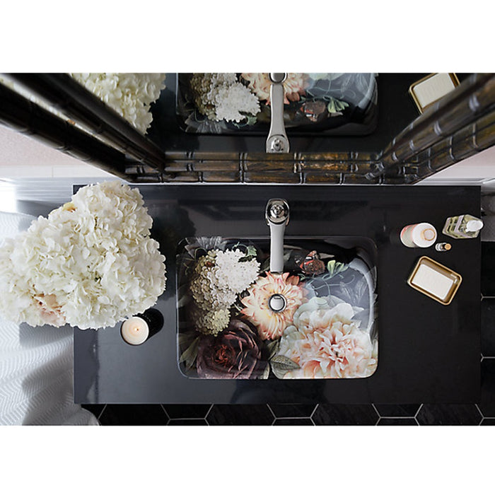 536*370mm KOHLER Dutchmaster Carillon Rectangle Blush Floral/Midnight Floral Above Counter Basin