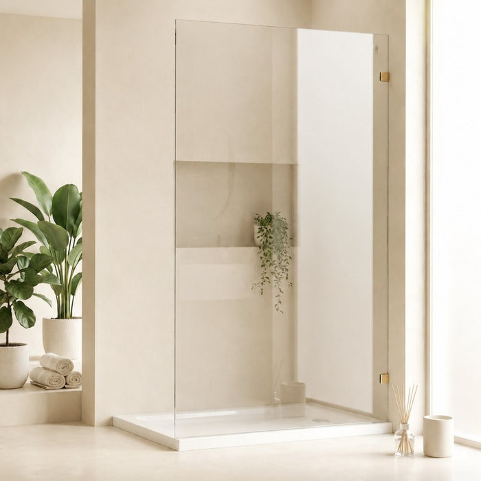 1250-1400mm Glasspro Frameless Walk In Single Panel Shower Screens - 2000mm Height
