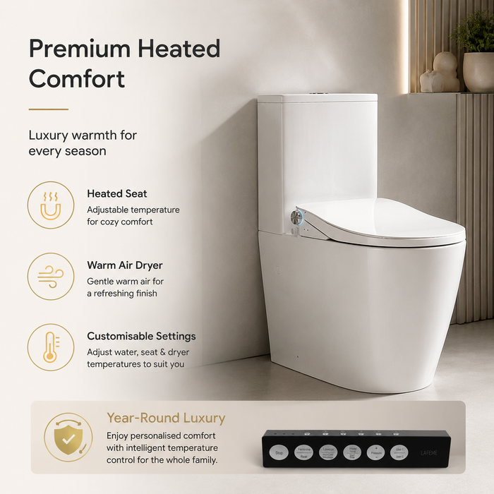 680*390*840mm Lafeme Catania Standard-Luna Rimless Back To Wall Smart Toilet Suite With Heated Seat
