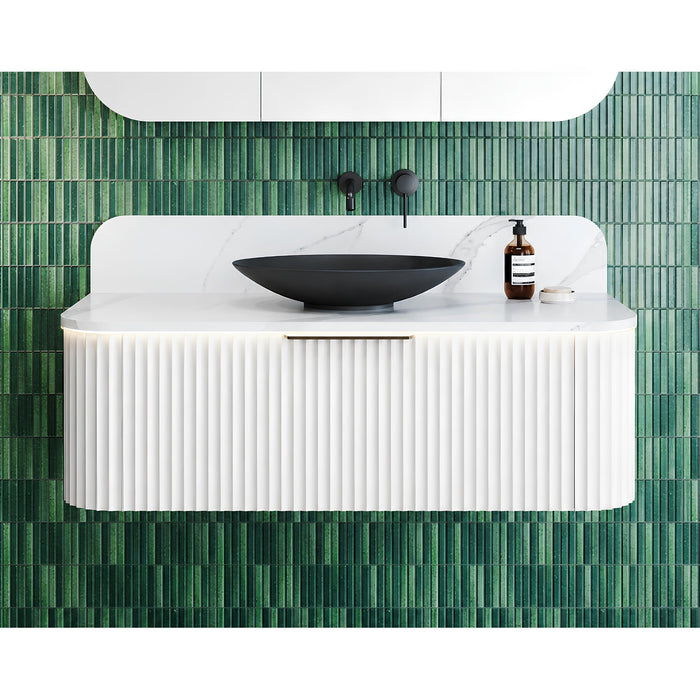 TIMBERLINE SANTOS WHITE SATIN 1200MM SINGLE BOWL WALL HUNG VANITY