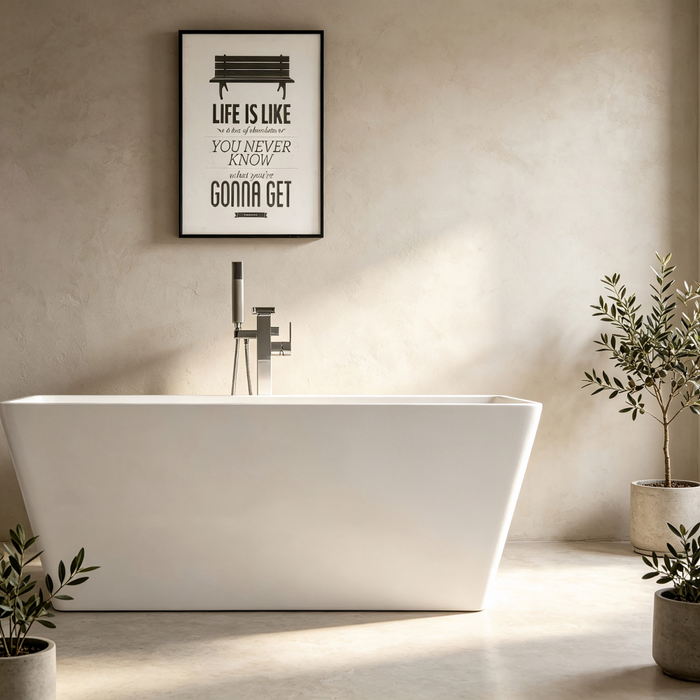 CUBICA 980/1050/1200/1400/1500/1700mm White Acrylic Freestanding Bathtub