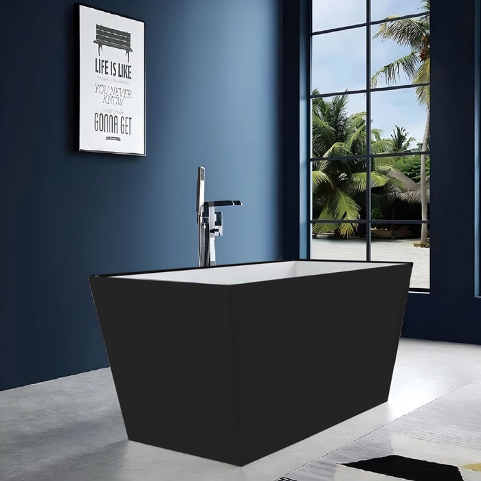CUBICA 980/1050/1200/1400/1500/1700mm BathTub White/Black Acrylic Freestanding Rectangle