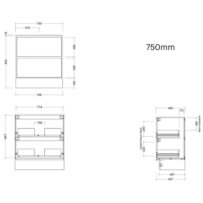 TIMBERLINE DELAWARE CUSTOM FLOOR STANDING VANITY (ALL SIZING)