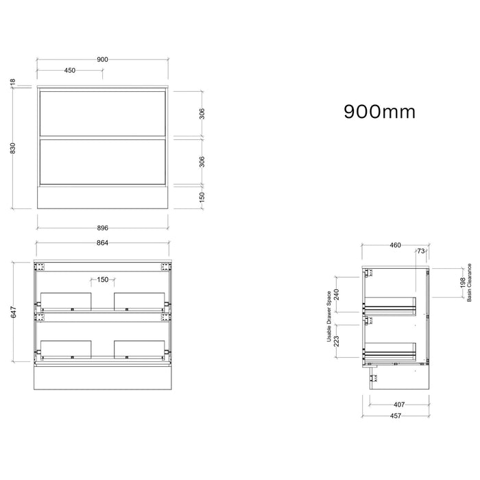 TIMBERLINE DELAWARE CUSTOM FLOOR STANDING VANITY (ALL SIZING)
