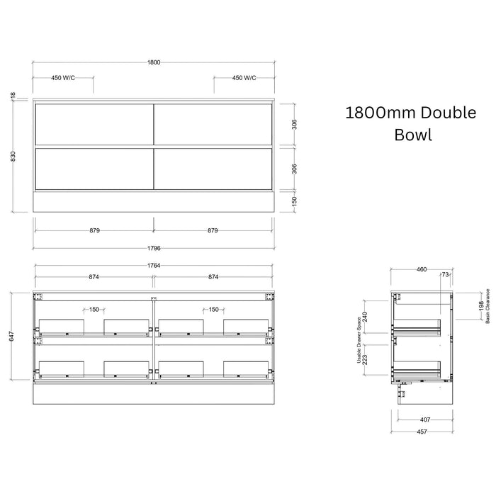 TIMBERLINE DELAWARE CUSTOM FLOOR STANDING VANITY (ALL SIZING)