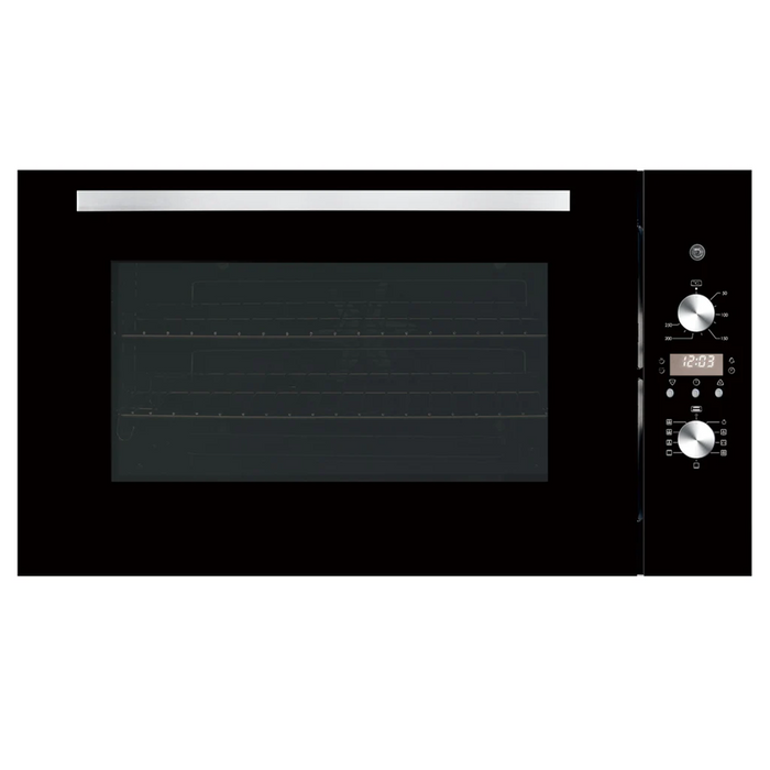 900mm DiLusso Black Electric Ceramic Cooktop and Electric Oven and Concealed Rangehood Kitchen Appliance Packages