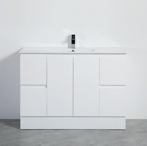 900-1500*460mm Poly White Bathroom Left/Right Drawer Freestanding With Kickboard Vanity - HD reno