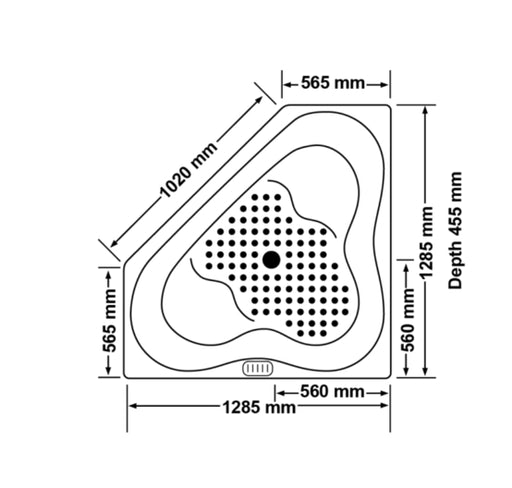 1285*1285*455mm Almina Bath Tub White Acrylic Drop in Corner - HD reno