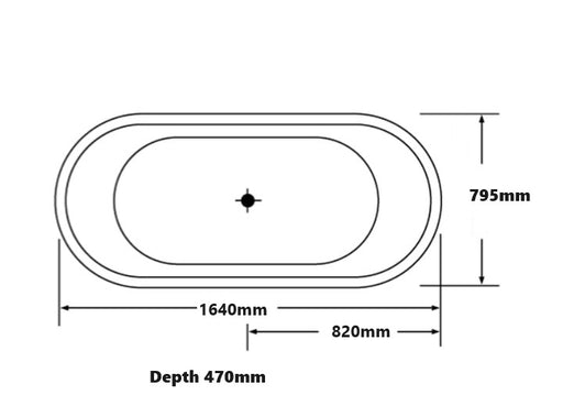 Florentine 1640*795*470mm Drop-In bath Tub White Acrylic Oval and Round - HD reno