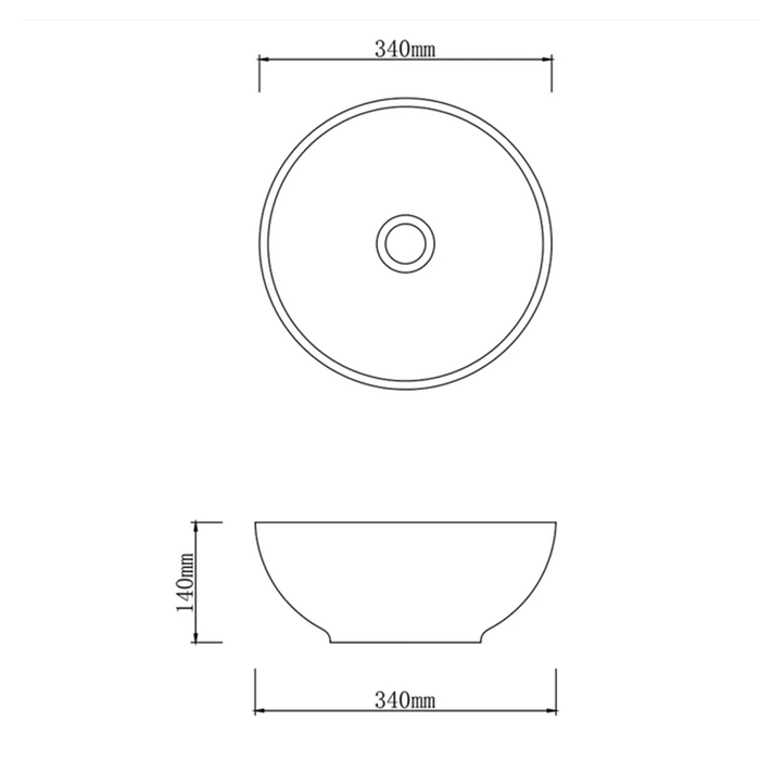 360*360*140mm Stripe Pattern Porcelain Round Above Counter Art Basin