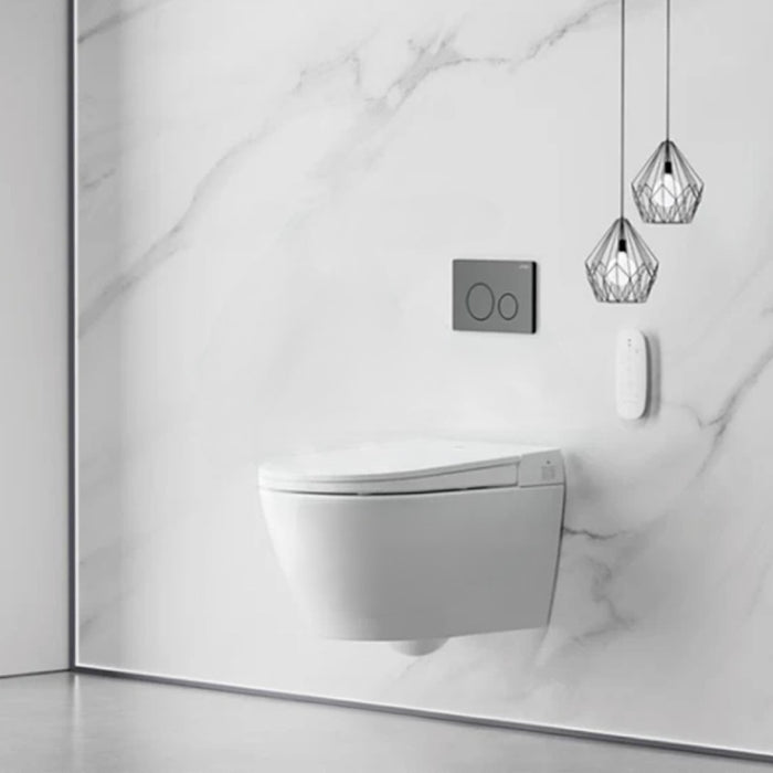 590*400*425mm Lafeme Sesto Rimless Gloss White Ceramic Wall Hung Smart Toilet
