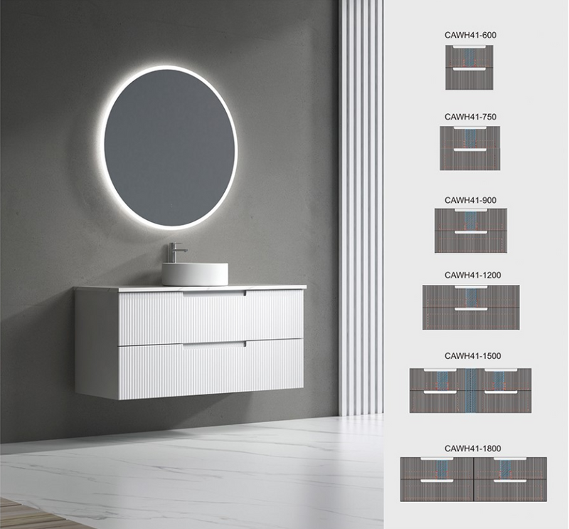 600-1800*460*540mm Aulic Verona Mark II Matt White Plywood Wall Hung Fluted Vanity