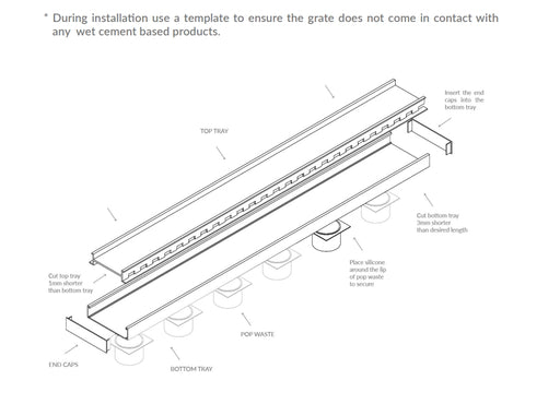 300-5600mm Lauxes Shower Grate Drain Aluminium Slimline Tile Insert Indoor Outdoor Silver Surface - HD reno